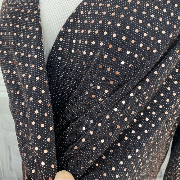 Calvin Klein Plus Metallic Dot Surplice Copper Gold Long Sleeve Sheath Dress - Picture 4 of 11